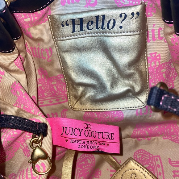🖤🩷🩶 Rare Juicy Couture Handbag with Black Flowers and Gold Hardware Details - Picture 11 of 16